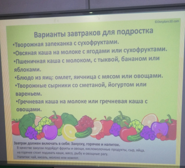 Беседа "Здоровое питание школьника".